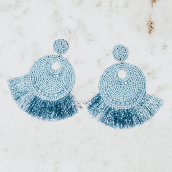 Royal Blue Statement Earrings - Picture 3 of 3